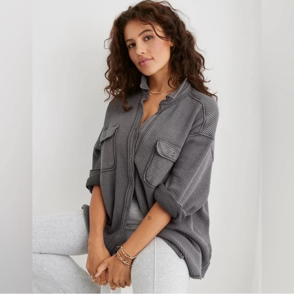 aerie Tops - Aerie Lumber Jane Waffle Shirt